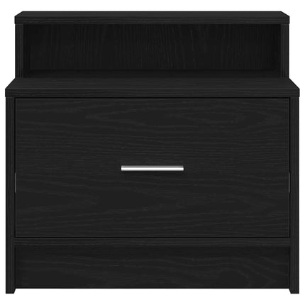 sengeborde med skuffe 2 stk. 51x31x47 cm sort-eg