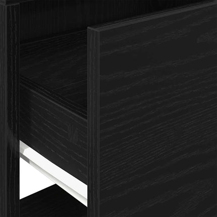 sengeborde med skuffe 2 stk. 51x31x47 cm sort-eg