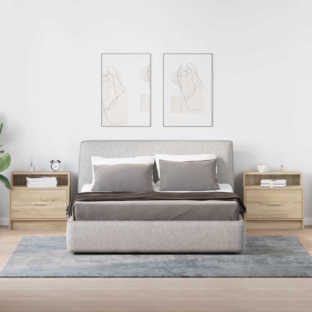 sengeborde med skuffe 2 stk. 51x31x47 cm sonoma-eg