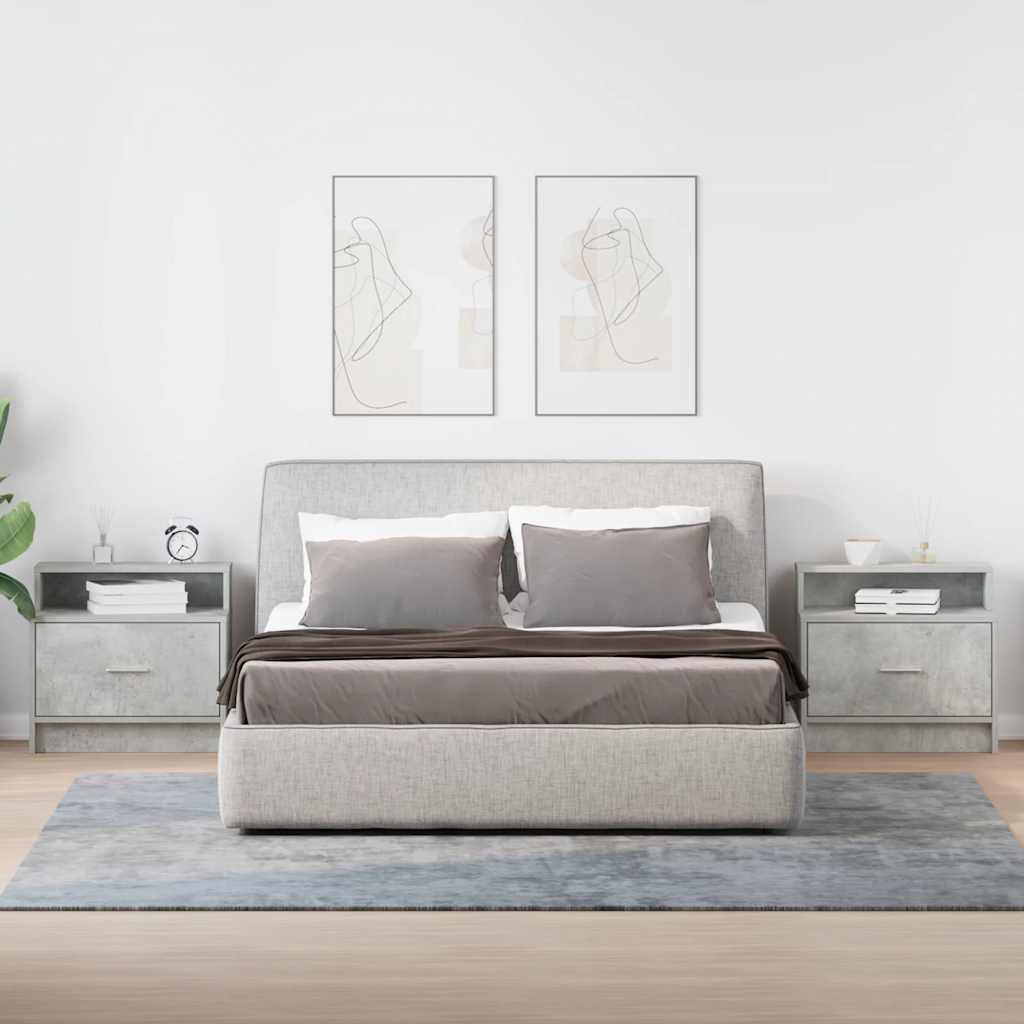 sengeborde med skuffe 2 stk. 51x31x47 cm betongrå