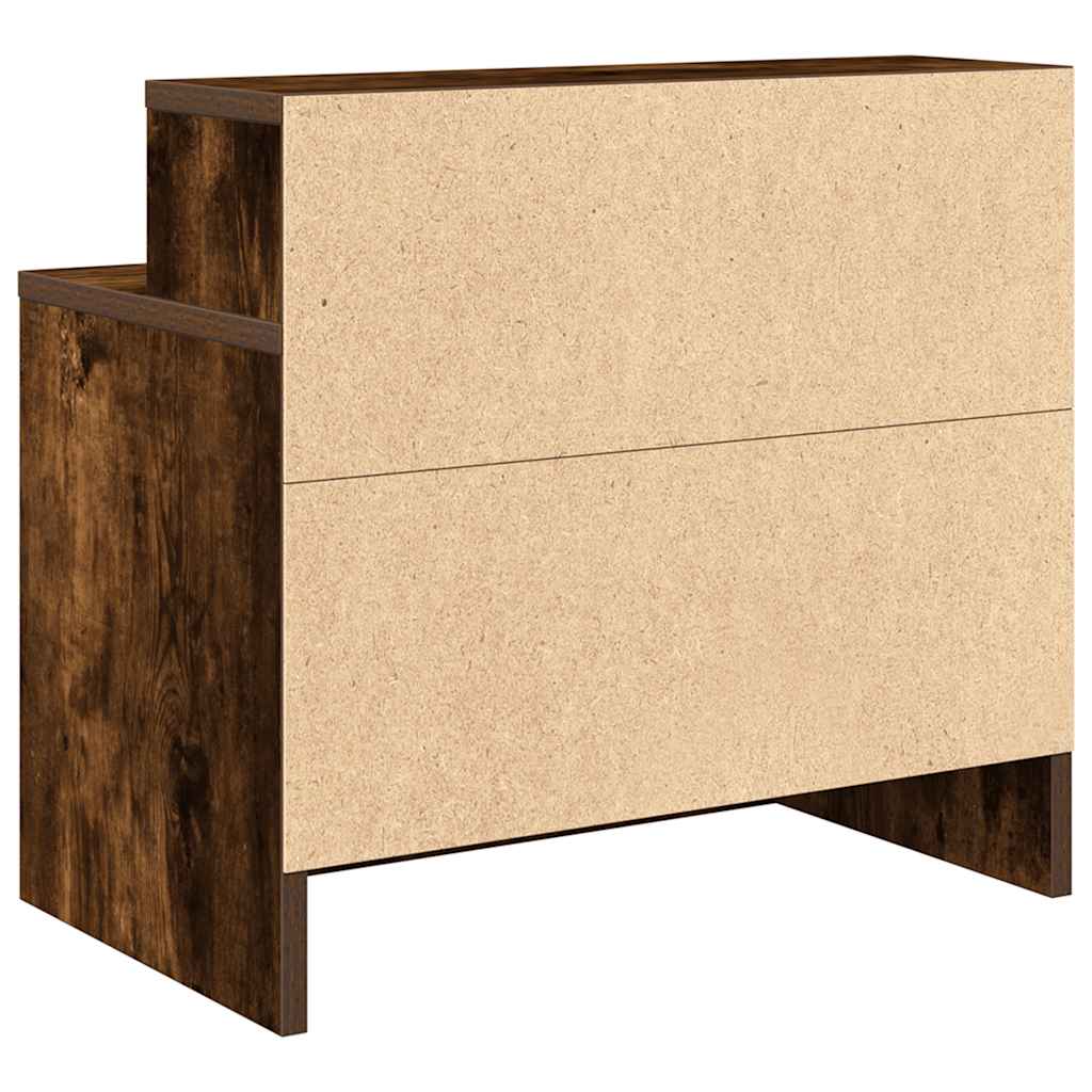 sengebord med skuffe 51x31x47 cm røget egetræsfarve