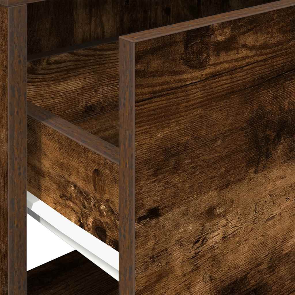 sengeborde med skuffe 2 stk. 51x31x47 cm røget egetræsfarve