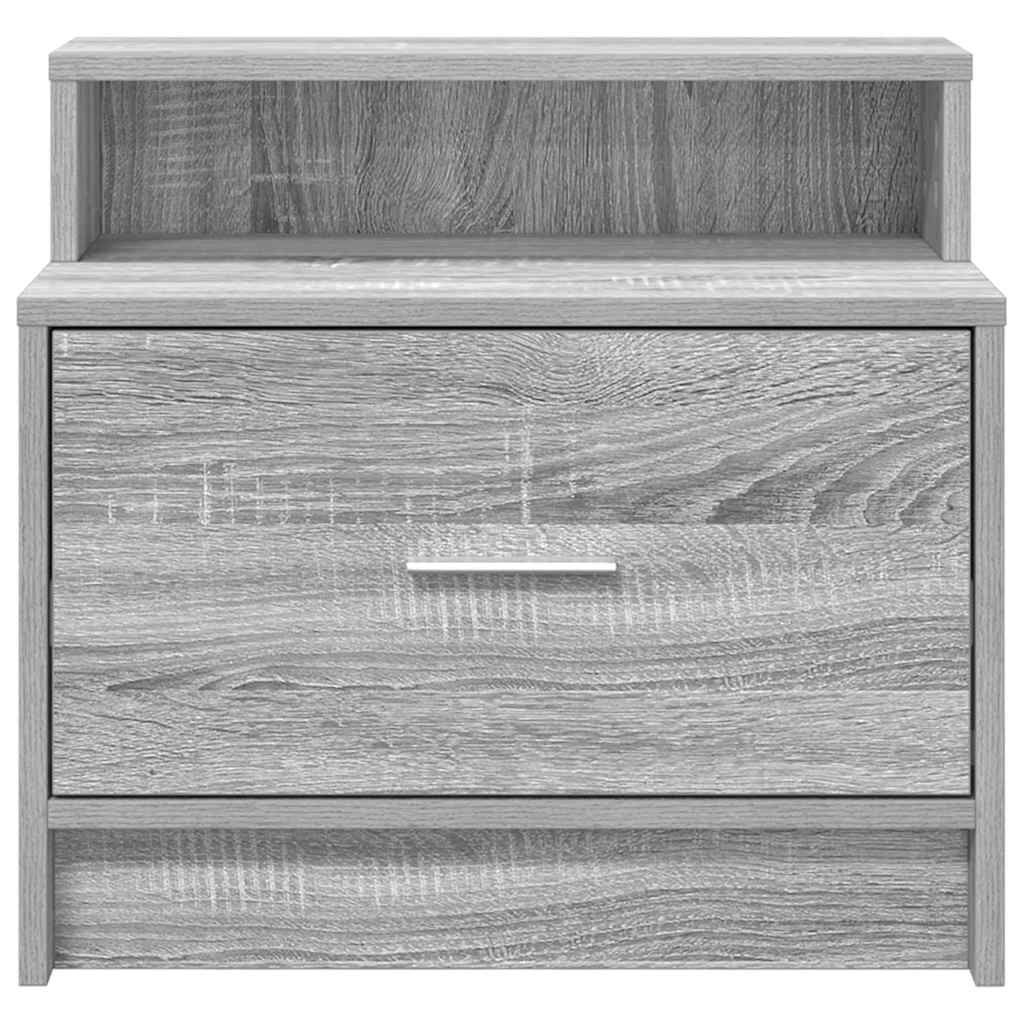 sengeborde med skuffe 2 stk. 51x31x47 cm grå sonoma-eg