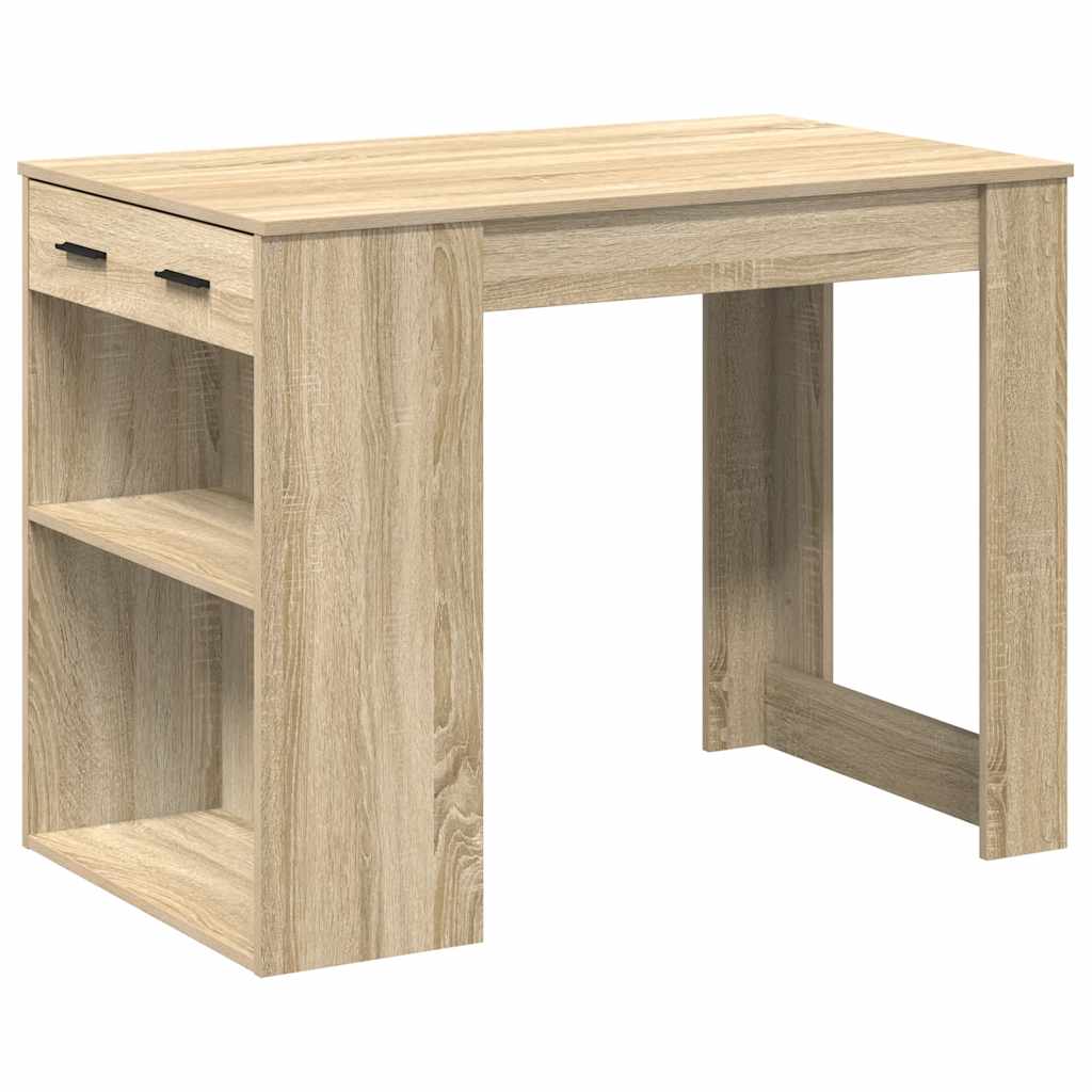 skrivebord med skuffe og hylde 102x62x77,5 cm sonoma-eg