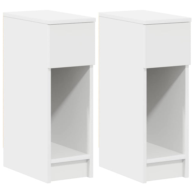 sengeborde med skuffe 2 stk. 20x36x60 cm hvid