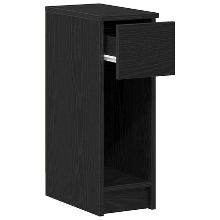 sengebord med skuffe 20x36x60 cm sort-eg