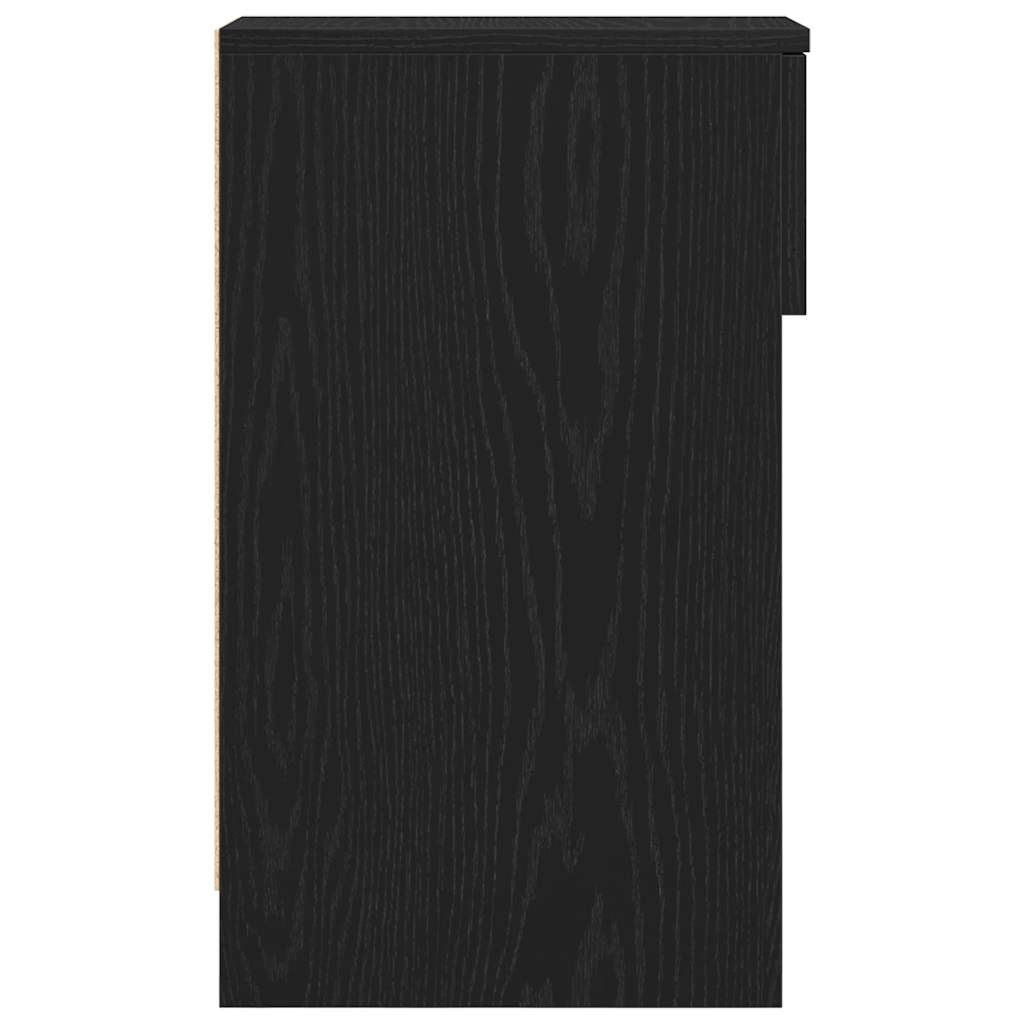 sengebord med skuffe 20x36x60 cm sort-eg