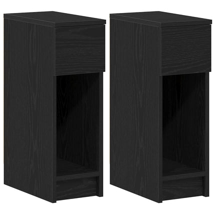 sengeborde med skuffe 2 stk. 20x36x60 cm sort-eg