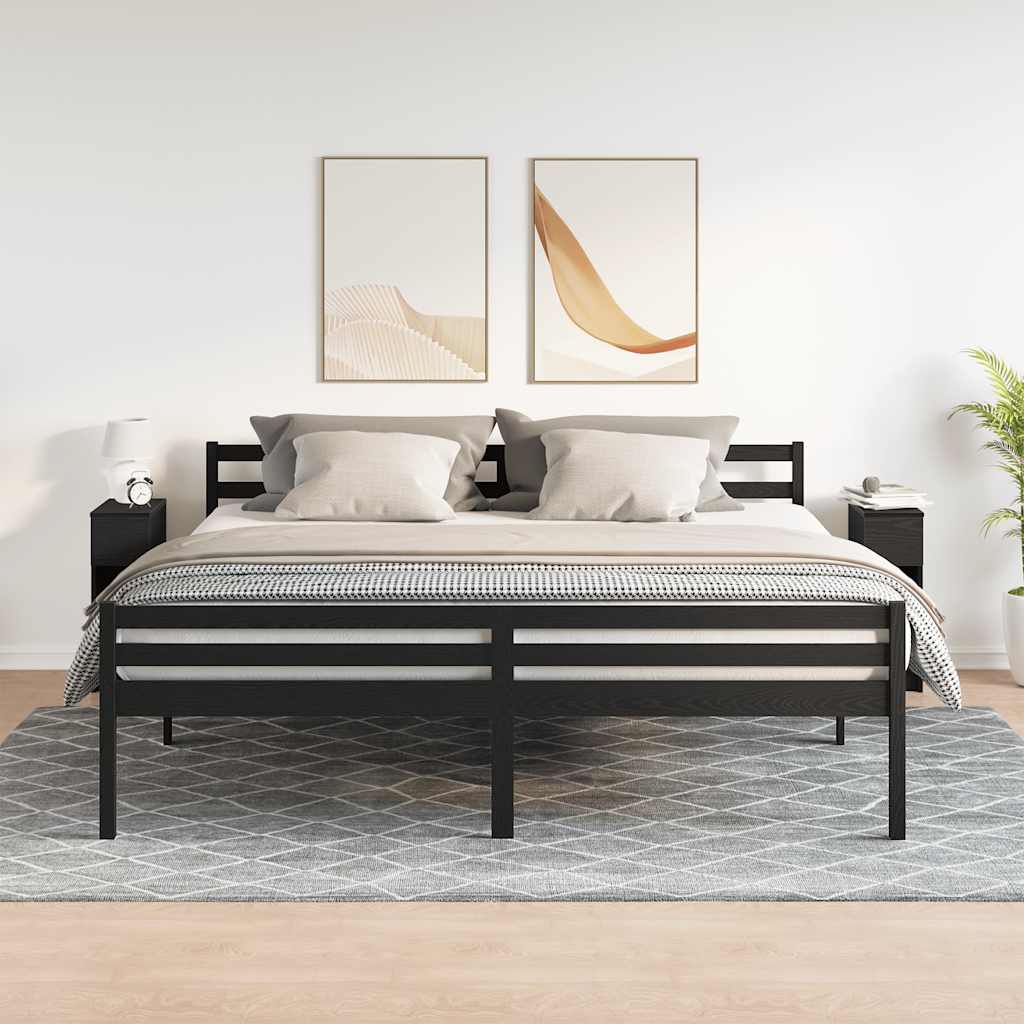 sengeborde med skuffe 2 stk. 20x36x60 cm sort-eg