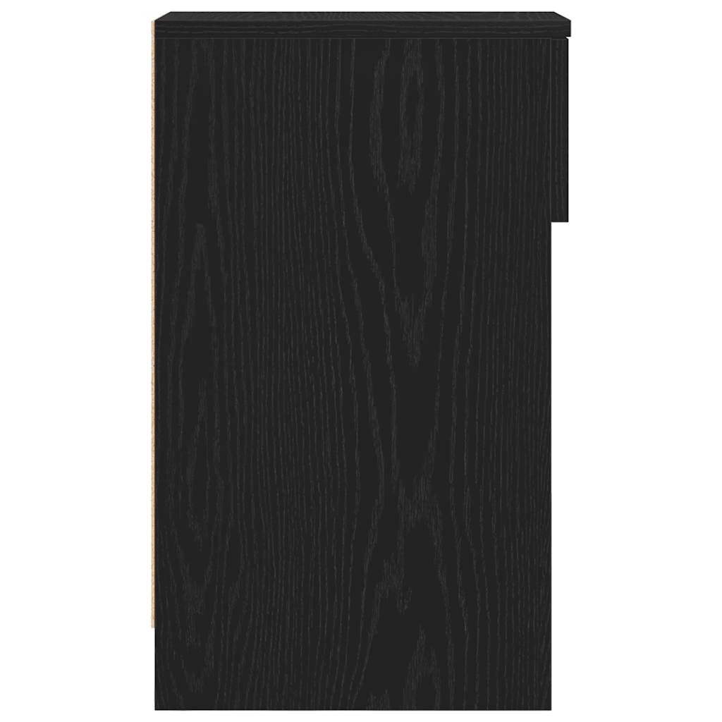 sengeborde med skuffe 2 stk. 20x36x60 cm sort-eg