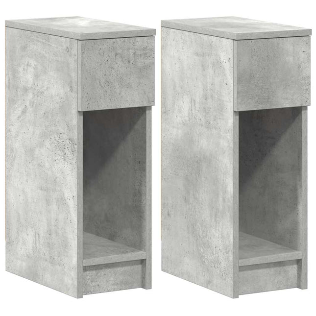 sengeborde med skuffe 2 stk. 20x36x60 cm betongrå