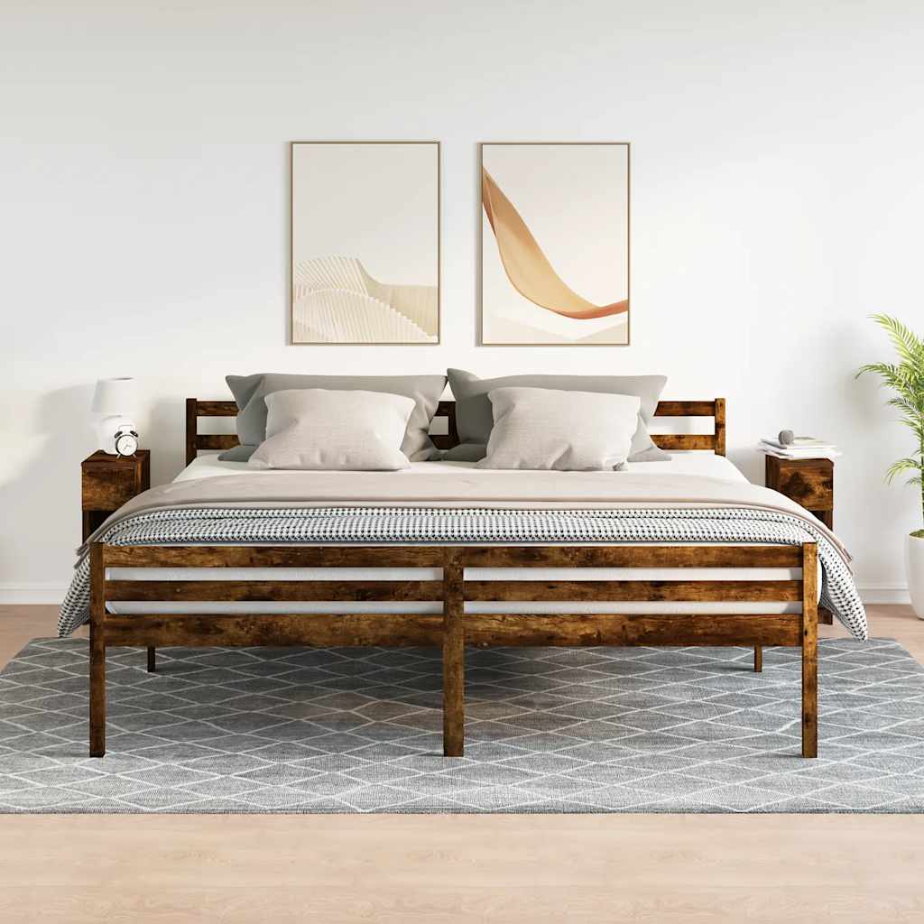 sengeborde med skuffe 2 stk. 20x36x60 cm røget egetræsfarve