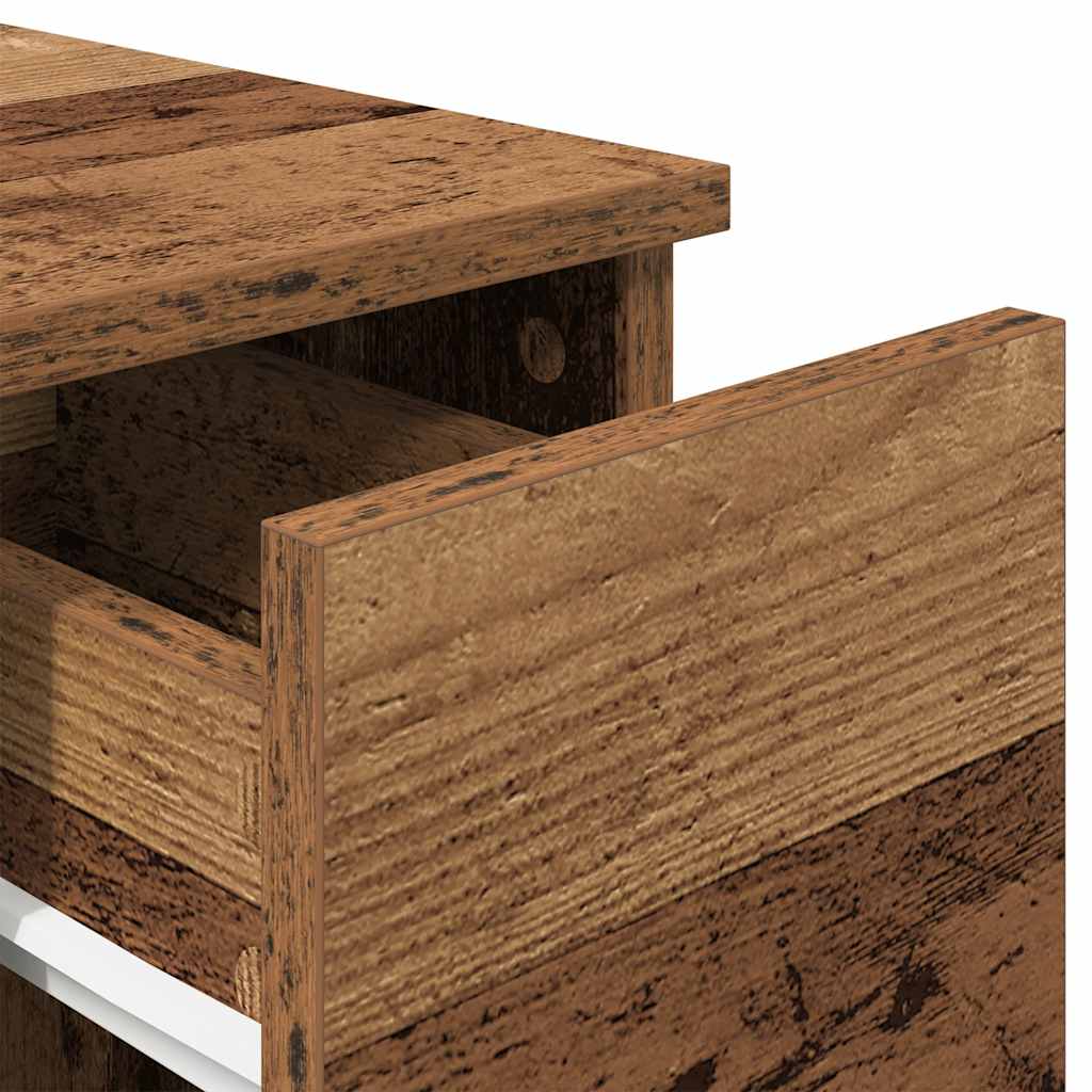 sengeborde med skuffe 2 stk. 20x36x60 cm antikt træ