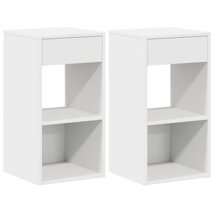 sengeborde med skuffe 2 stk. 35x34x66,5 cm hvid