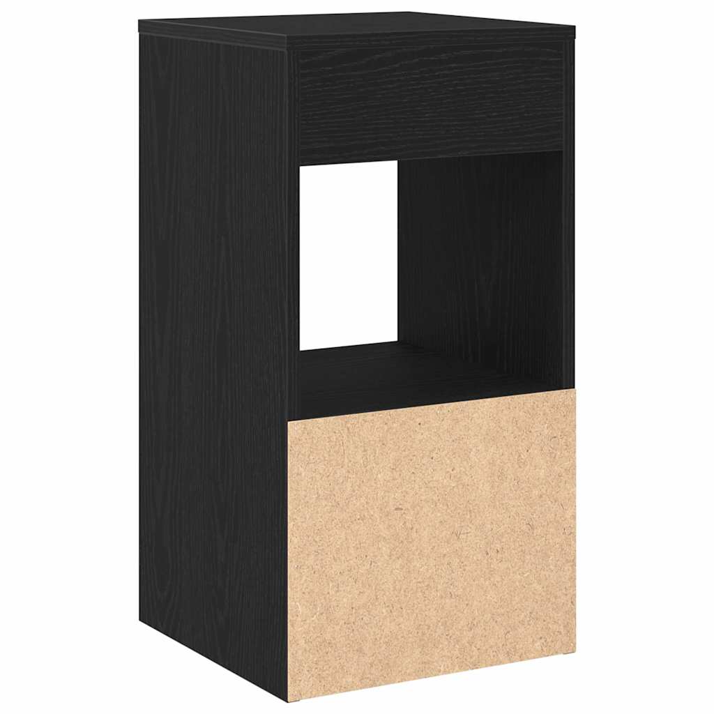 sengebord med skuffe 35x34x66,5 cm sort-eg