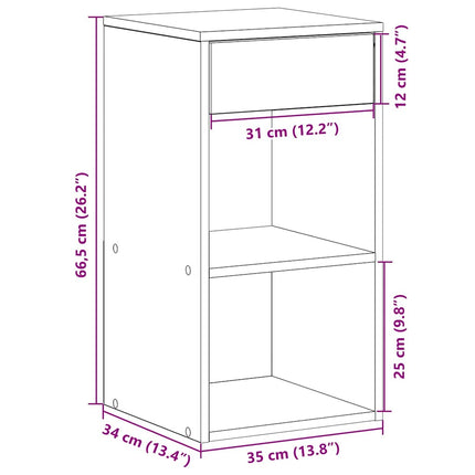sengebord med skuffe 35x34x66,5 cm sort-eg
