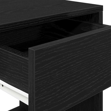 sengeborde med skuffe 2 stk. 35x34x66,5 cm sort-eg