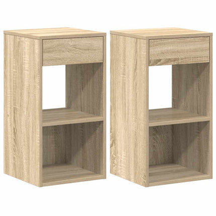 sengeborde med skuffe 2 stk. 35x34x66,5 cm sonoma-eg
