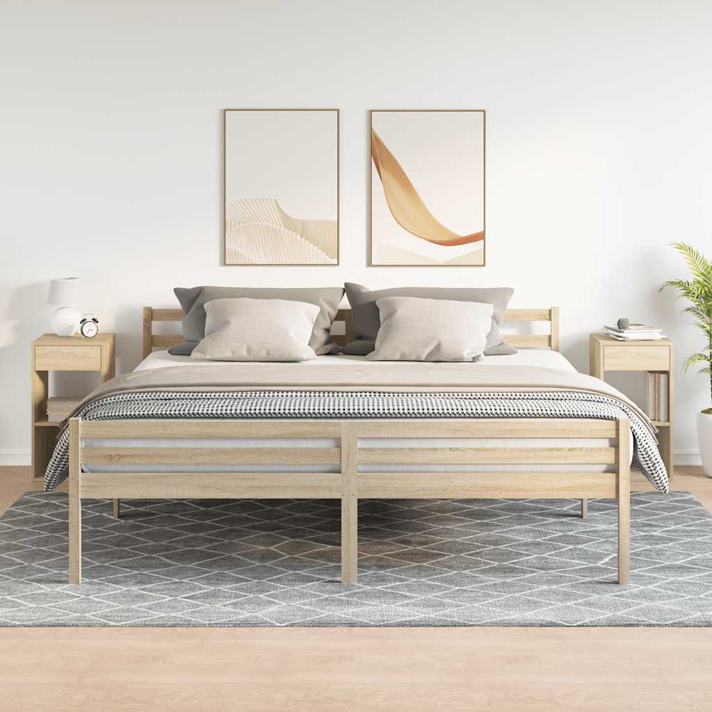 sengeborde med skuffe 2 stk. 35x34x66,5 cm sonoma-eg