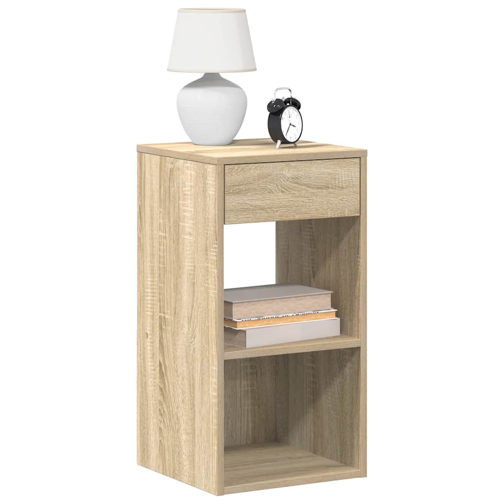 sengeborde med skuffe 2 stk. 35x34x66,5 cm sonoma-eg