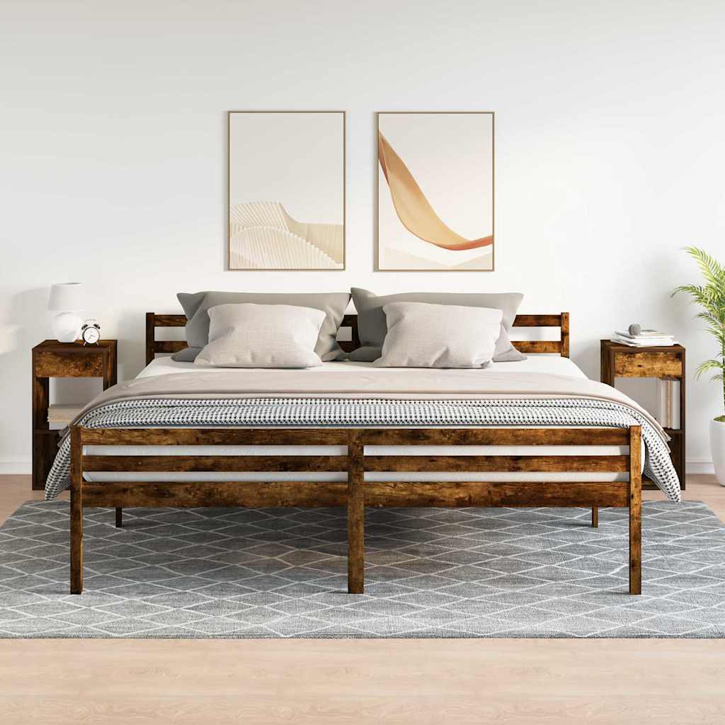 sengeborde med skuffe 2 stk. 35x34x66,5 cm røget egetræsfarve