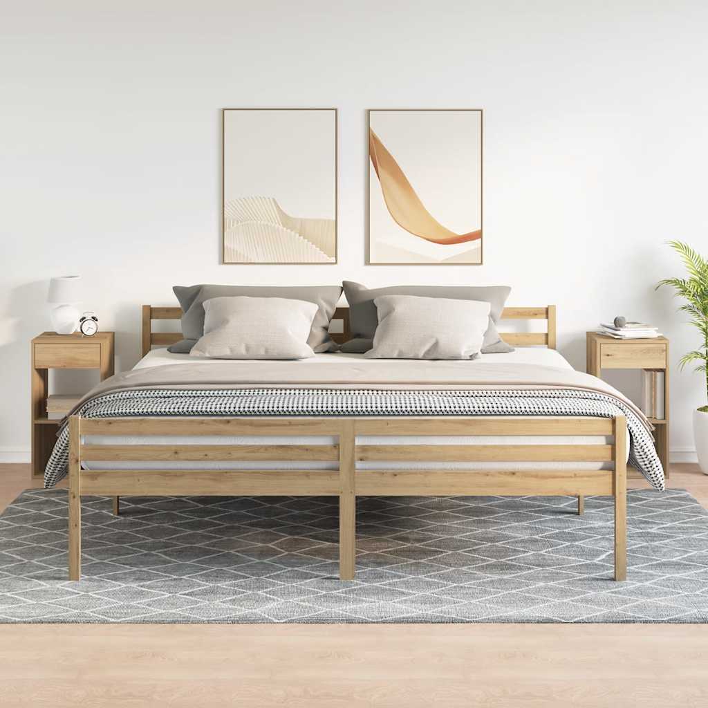 sengeborde med skuffe 2 stk. 35x34x66,5 cm egetræsfarve