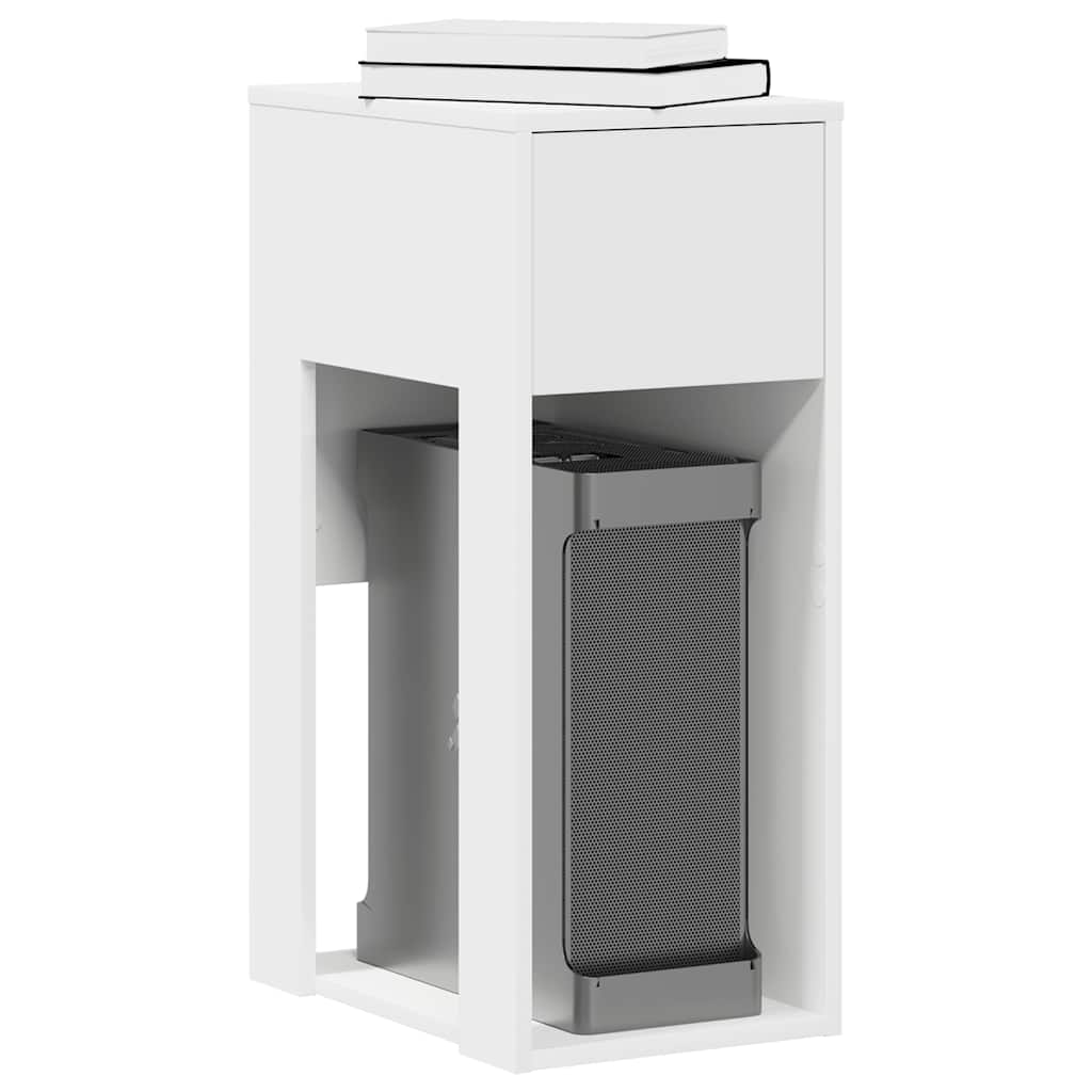 Computertårnstativ med skuffe 30×44×74 cm - hvid