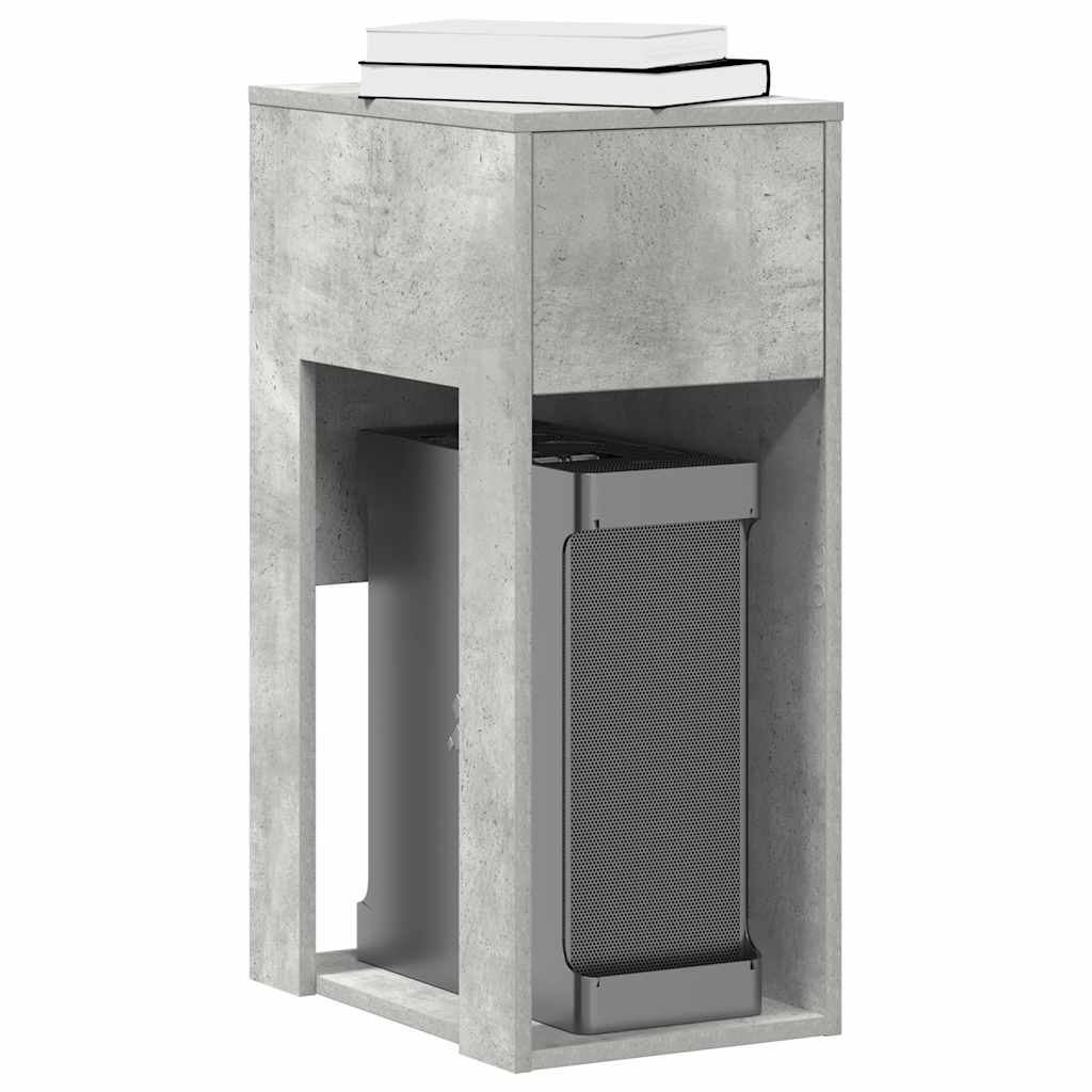 Computertårnstativ med skuffe 30×44×74 cm - betongrå