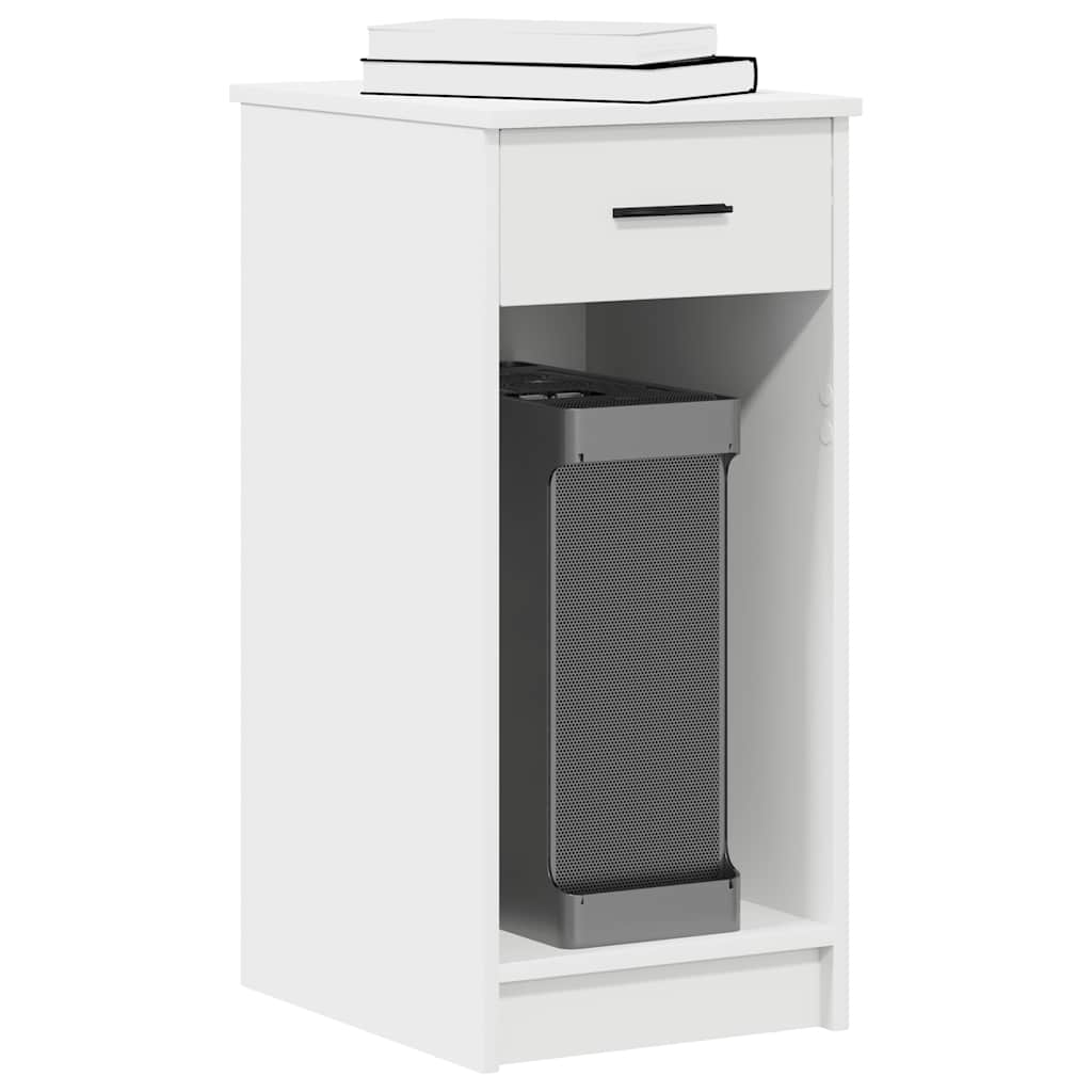 Computertårnstativ med skuffe 35 × 45 × 77 cm - hvid