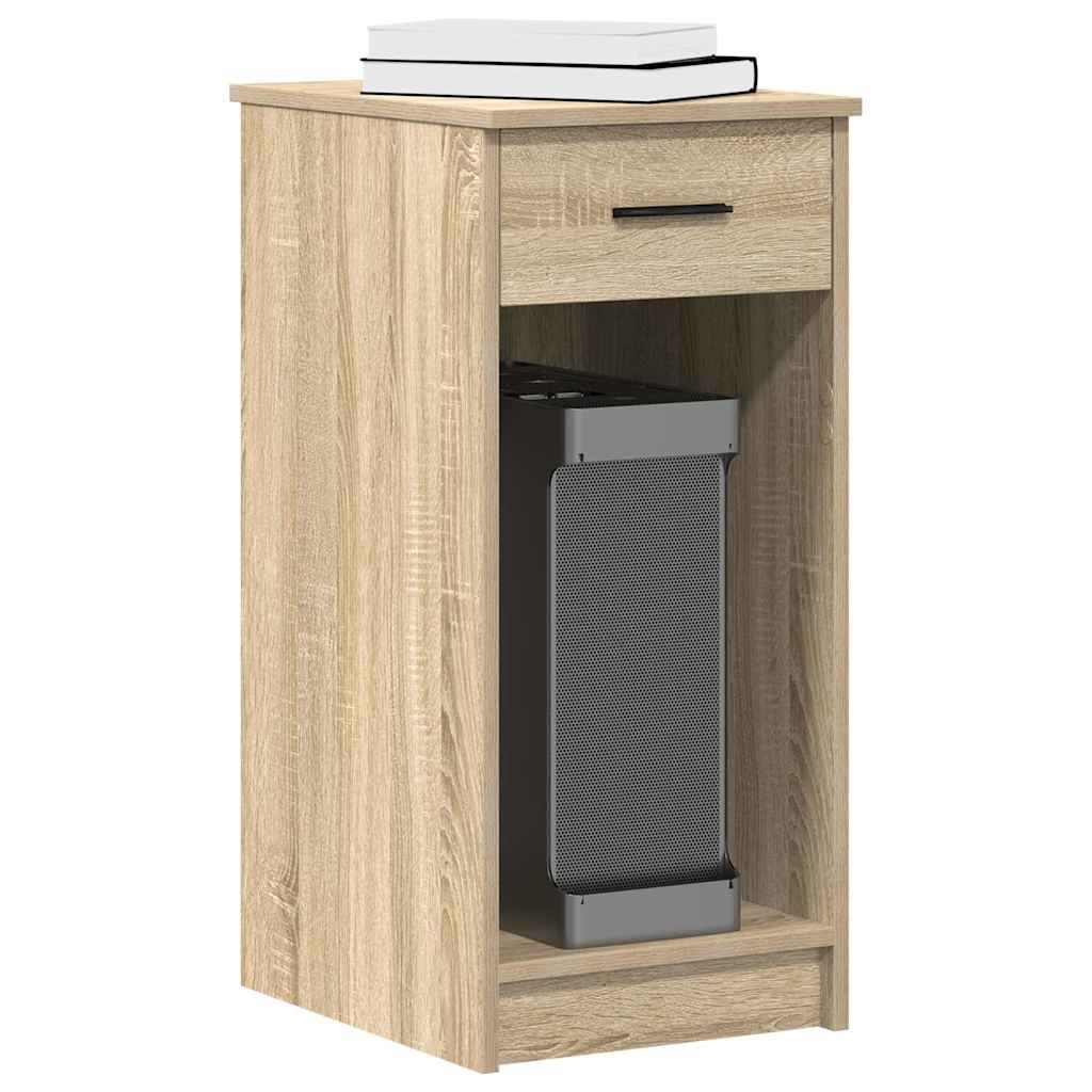 Computertårnstativ med skuffe - 35 × 45 × 77 cm, sonoma-eg