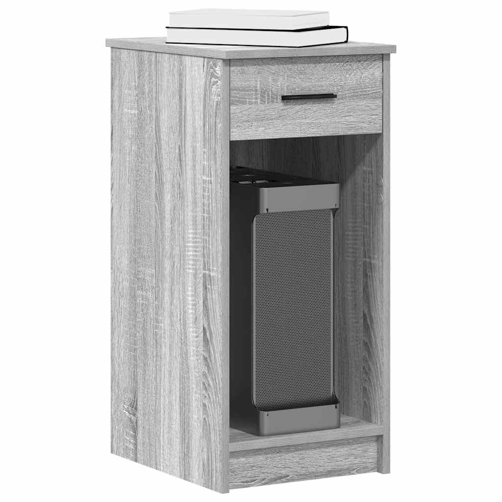 Computertårnstativ med skuffe 35×45×77 cm - grå sonoma-eg