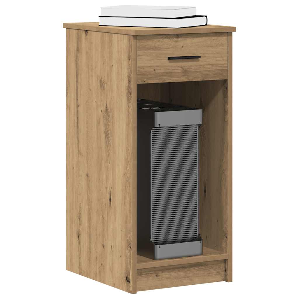 Computertårnstativ med skuffe 35×45×77 cm - egetræsfarvet