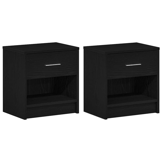 sengeborde 2 stk. med skuffe 39x28x41 cm sort