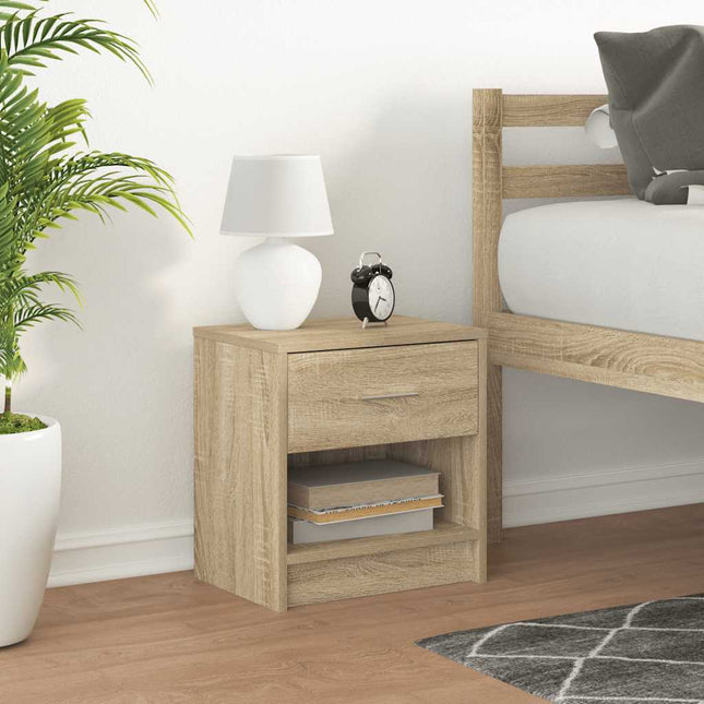 sengebord med skuffe 39x28x41 cm sonoma-eg