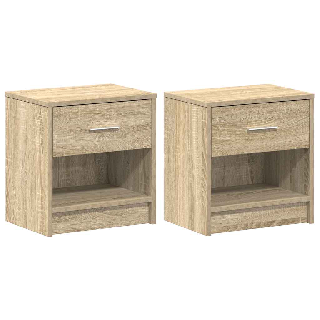 sengeborde 2 stk. med skuffe 39x28x41 cm sonoma-eg