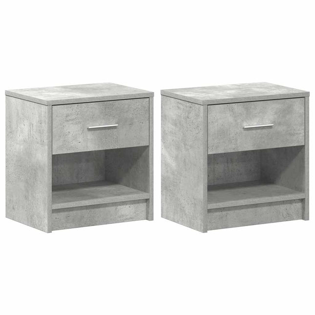 sengeborde 2 stk. med skuffe 39x28x41 cm betongrå