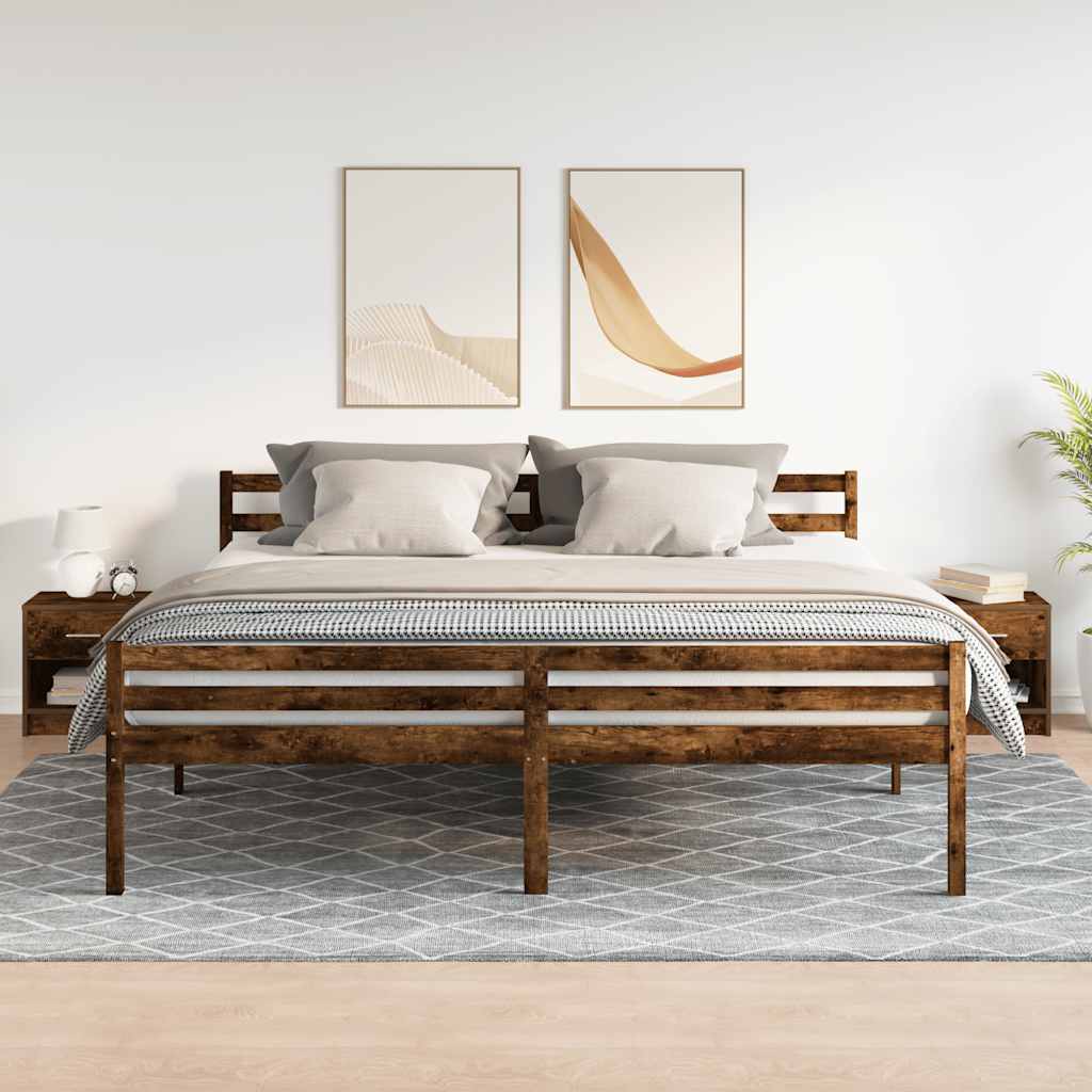 sengeborde 2 stk. med skuffe røget egetræsfarve 39x28x41 cm