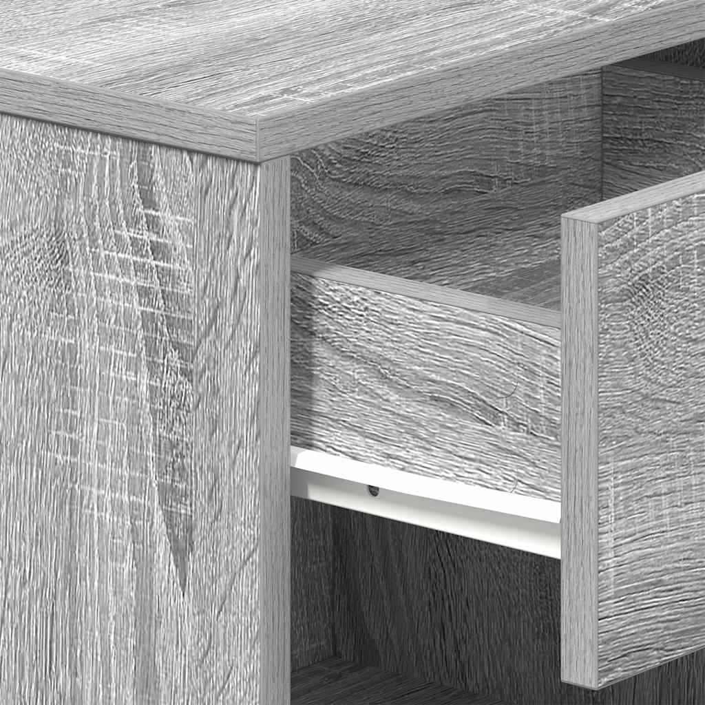 sengeborde 2 stk. med skuffe 39x28x41 cm grå sonoma-eg