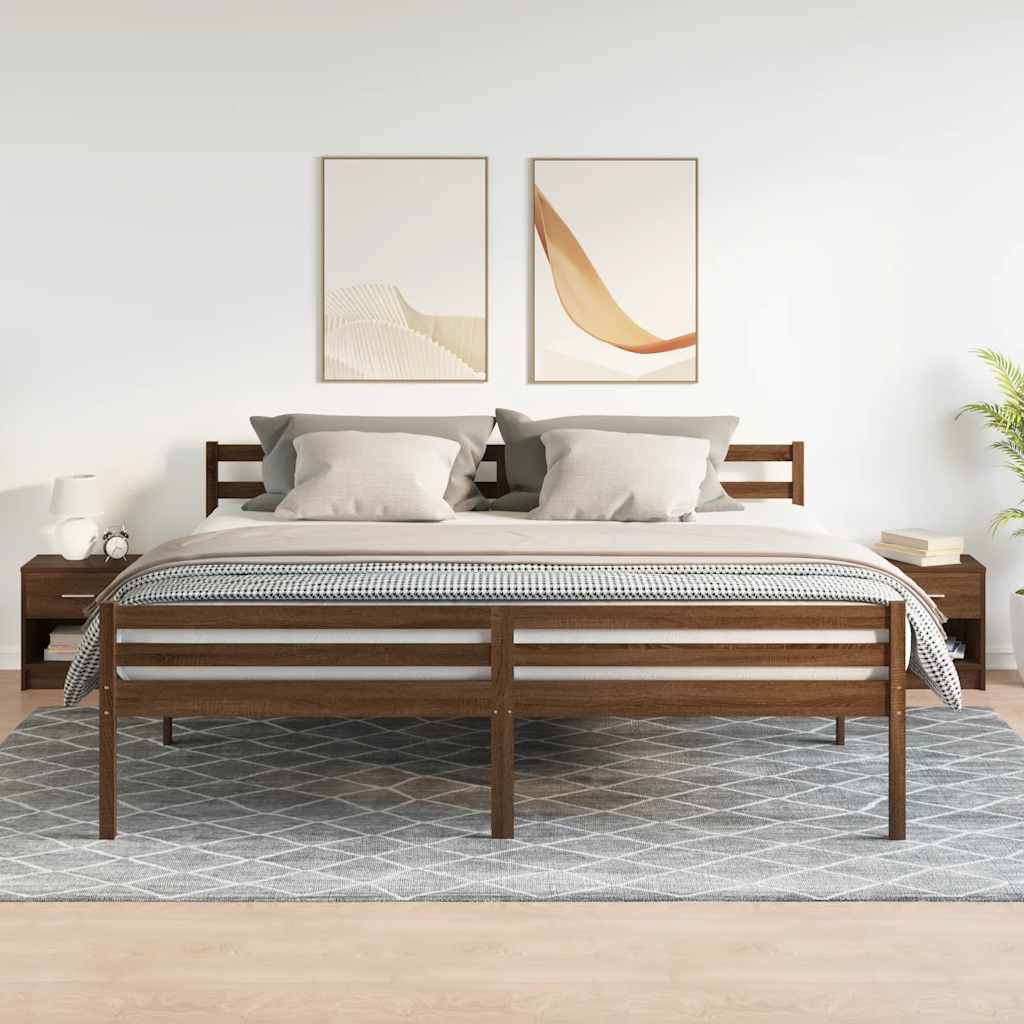 sengeborde 2 stk. med skuffe brun egetræsfarve 39x28x41 cm