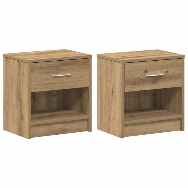 sengeborde 2 stk. med skuffe 39x28x41 cm kunsteg