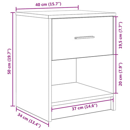 sengeborde 2 stk. med skuffe 40x34x50 cm sort