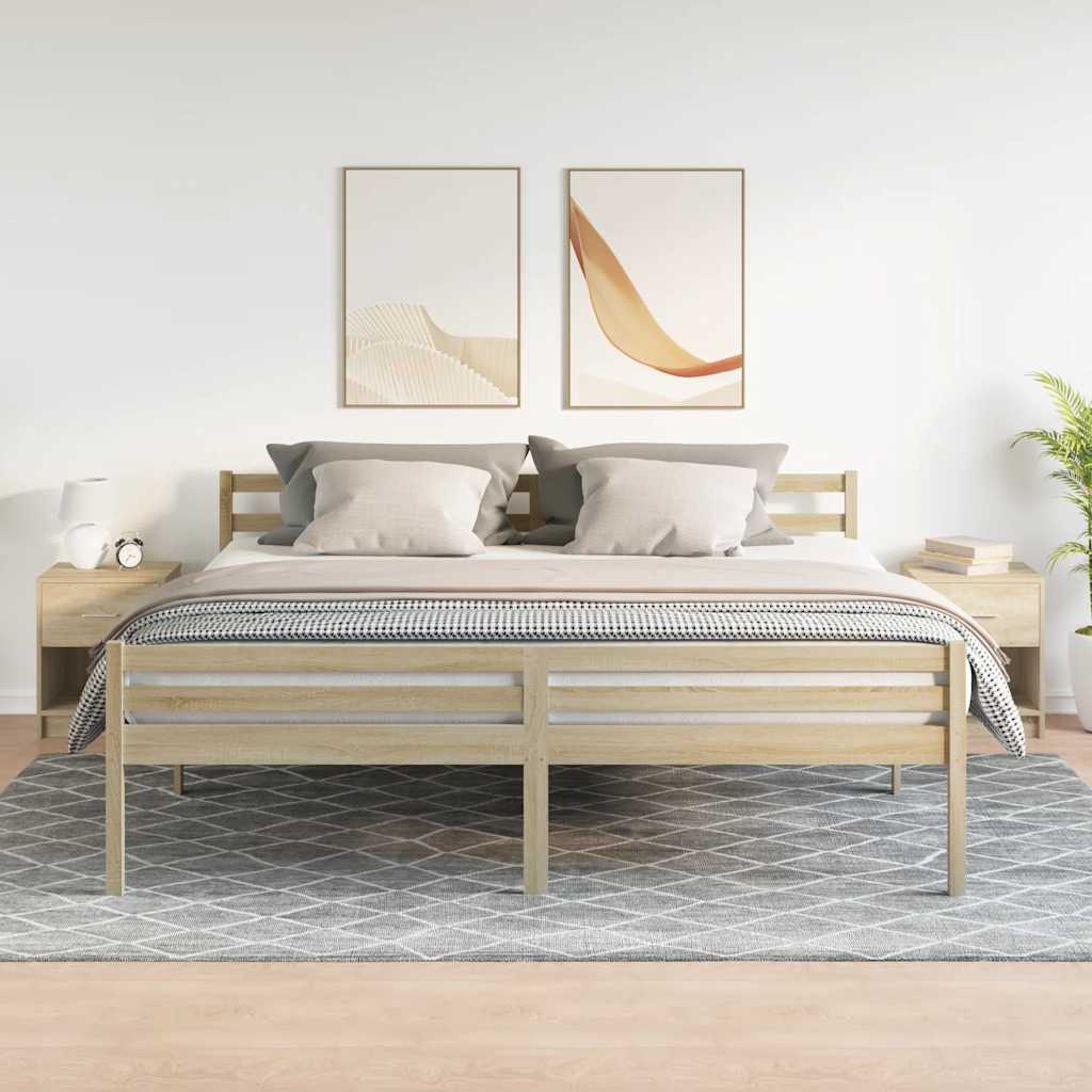 sengeborde 2 stk. med skuffe 40x34x50 cm sonoma-eg