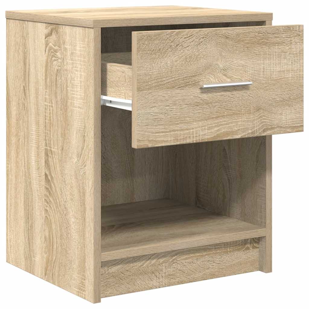 sengeborde 2 stk. med skuffe 40x34x50 cm sonoma-eg