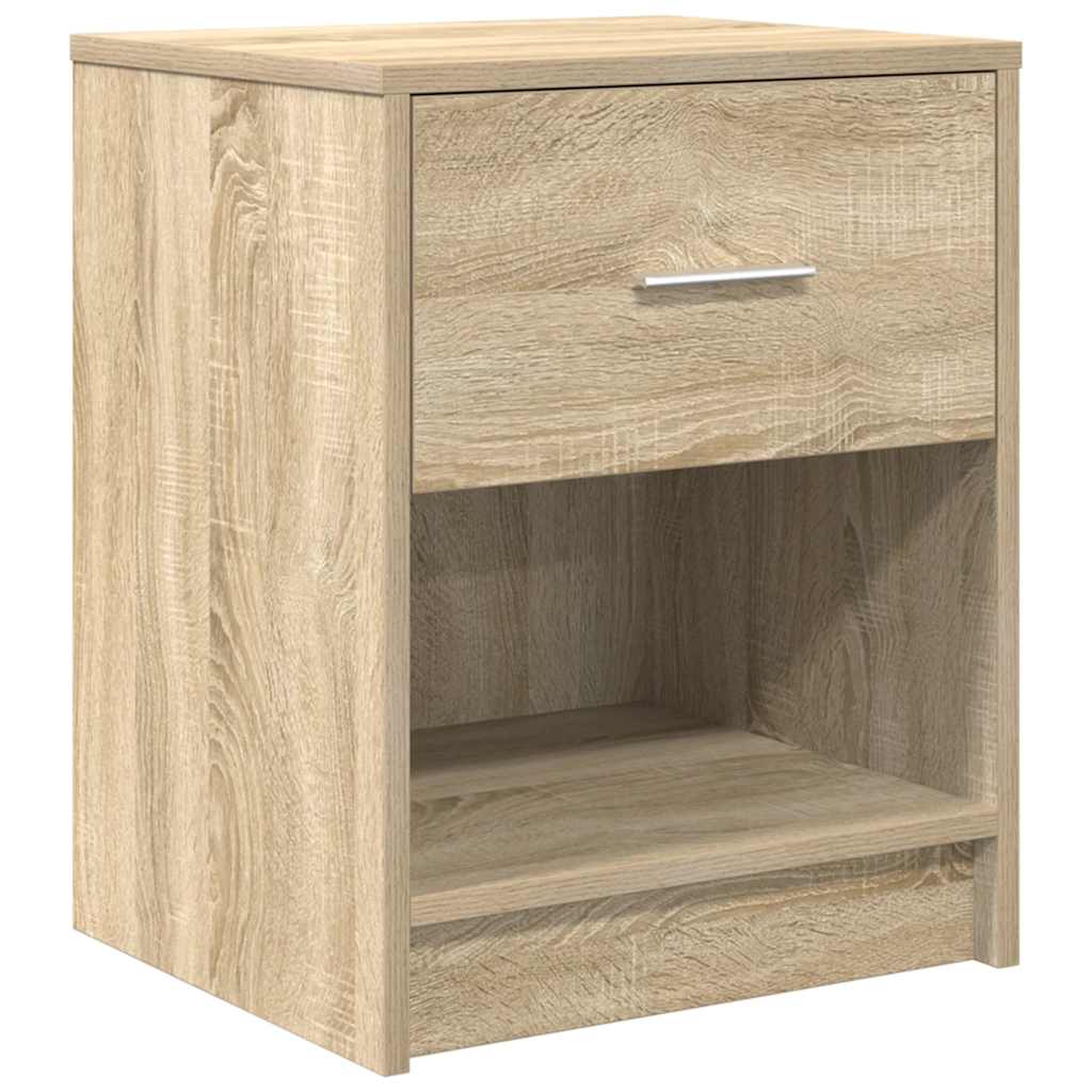 sengeborde 2 stk. med skuffe 40x34x50 cm sonoma-eg