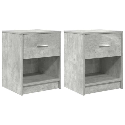 sengeborde 2 stk. med skuffe 40x34x50 cm betongrå