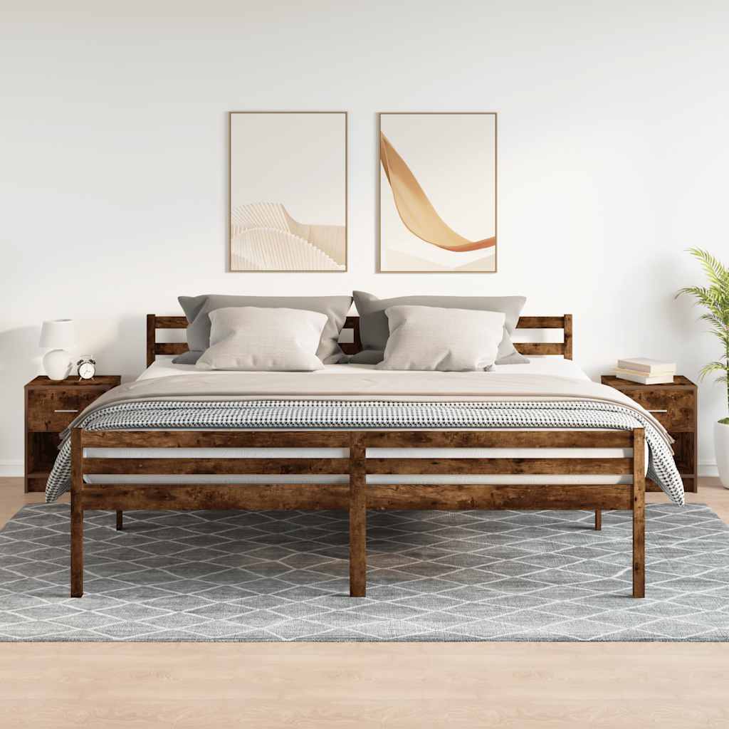 sengeborde 2 stk. med skuffe 40x34x50 cm røget egetræsfarve