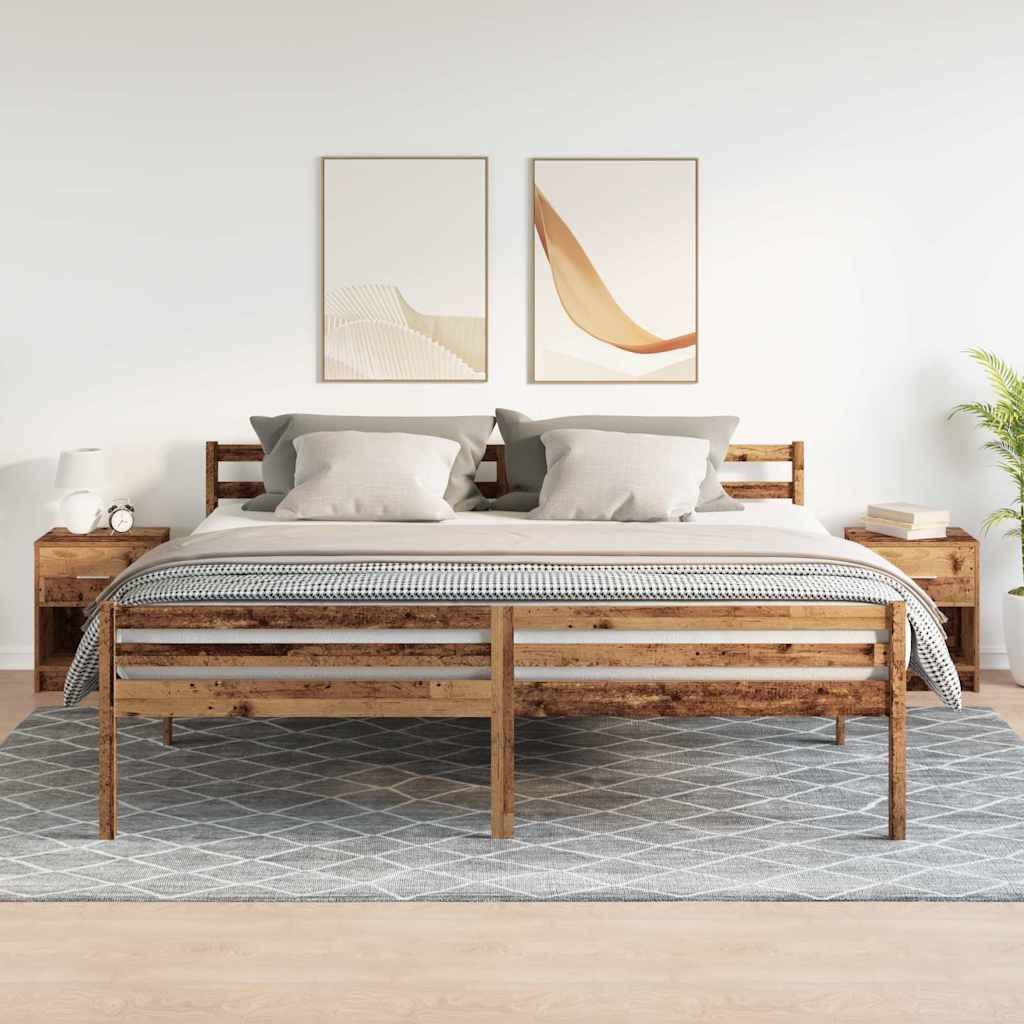 sengeborde 2 stk. med skuffe 40x34x50 cm antikt træ