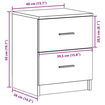 sengebord med 2 skuffer 40x36x50 cm hvid