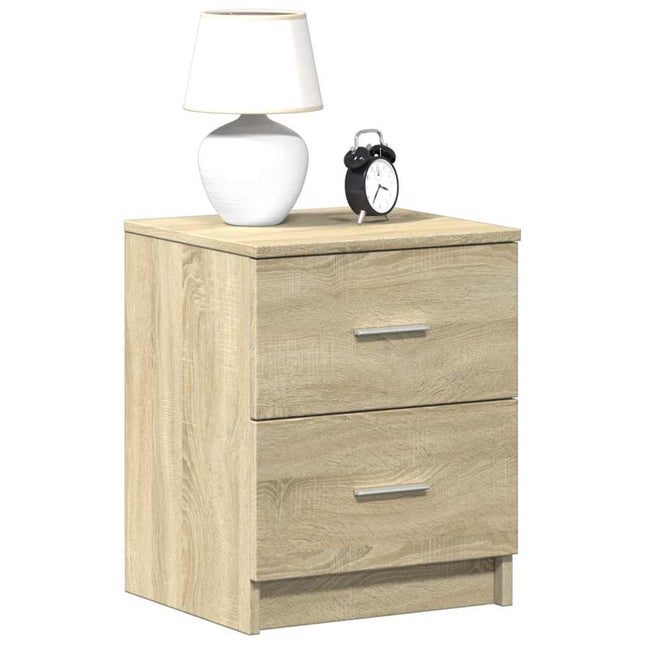 sengebord med 2 skuffer 40x36x50 cm sonoma-eg
