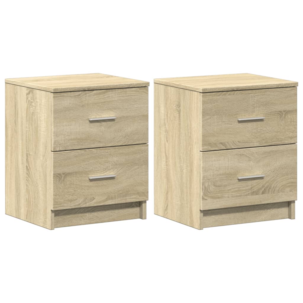 sengeborde 2 stk. med 2 skuffer 40x36x50 cm sonoma-eg